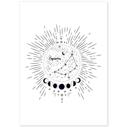 Lamina con la constelación Capricornio. Poster con símbolo del zodiaco en y fondo blanco-Artwork-Nacnic-A4-Sin marco-Nacnic Estudio SL