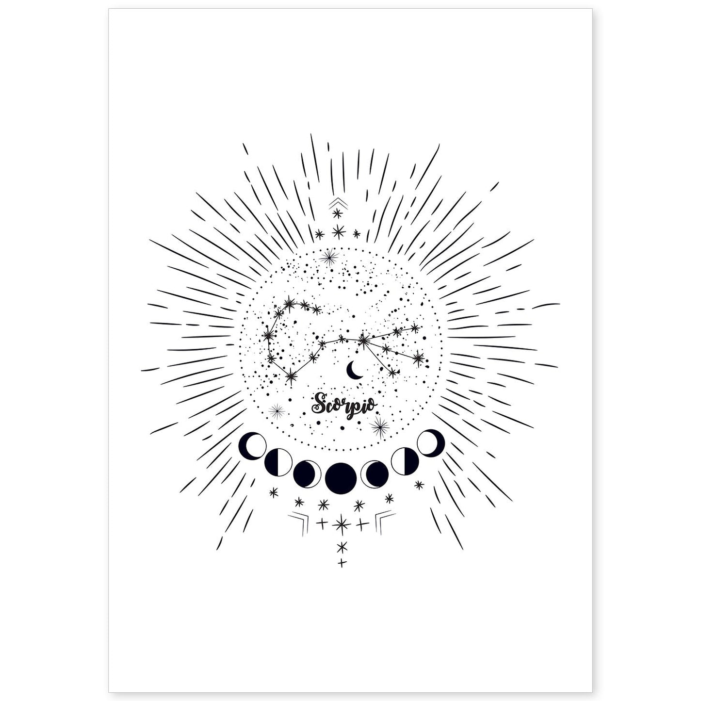 Lamina con la constelación Escorpio. Poster con símbolo del zodiaco en y fondo blanco-Artwork-Nacnic-A4-Sin marco-Nacnic Estudio SL