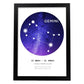 Lamina con la constelación Gemini. Poster con símbolo del zodiaco en y fondo blanco-Artwork-Nacnic-A3-Marco Negro-Nacnic Estudio SL