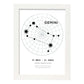 Lamina con la constelación Geminis. Poster con símbolo del zodiaco en y fondo del cielo estrellado-Artwork-Nacnic-A3-Marco Blanco-Nacnic Estudio SL