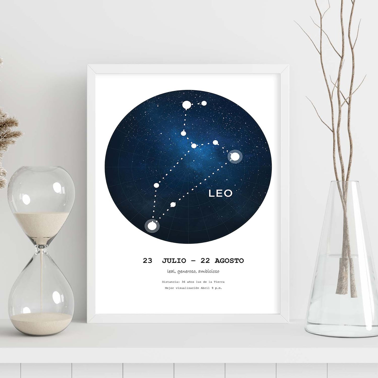 Lamina con la constelación Leo. Poster con símbolo del zodiaco en y fondo blanco-Artwork-Nacnic-Nacnic Estudio SL