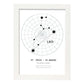 Lamina con la constelación Leo. Poster con símbolo del zodiaco en y fondo del cielo estrellado-Artwork-Nacnic-A4-Marco Blanco-Nacnic Estudio SL