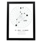 Lamina con la constelación Leo. Poster con símbolo del zodiaco en y fondo del cielo estrellado-Artwork-Nacnic-A4-Marco Negro-Nacnic Estudio SL