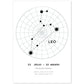 Lamina con la constelación Leo. Poster con símbolo del zodiaco en y fondo del cielo estrellado-Artwork-Nacnic-A4-Sin marco-Nacnic Estudio SL
