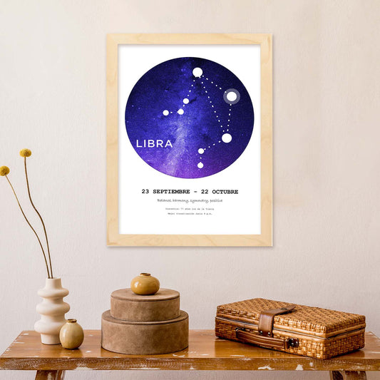 Lamina con la constelación Libra. Poster con símbolo del zodiaco en y fondo blanco-Artwork-Nacnic-Nacnic Estudio SL