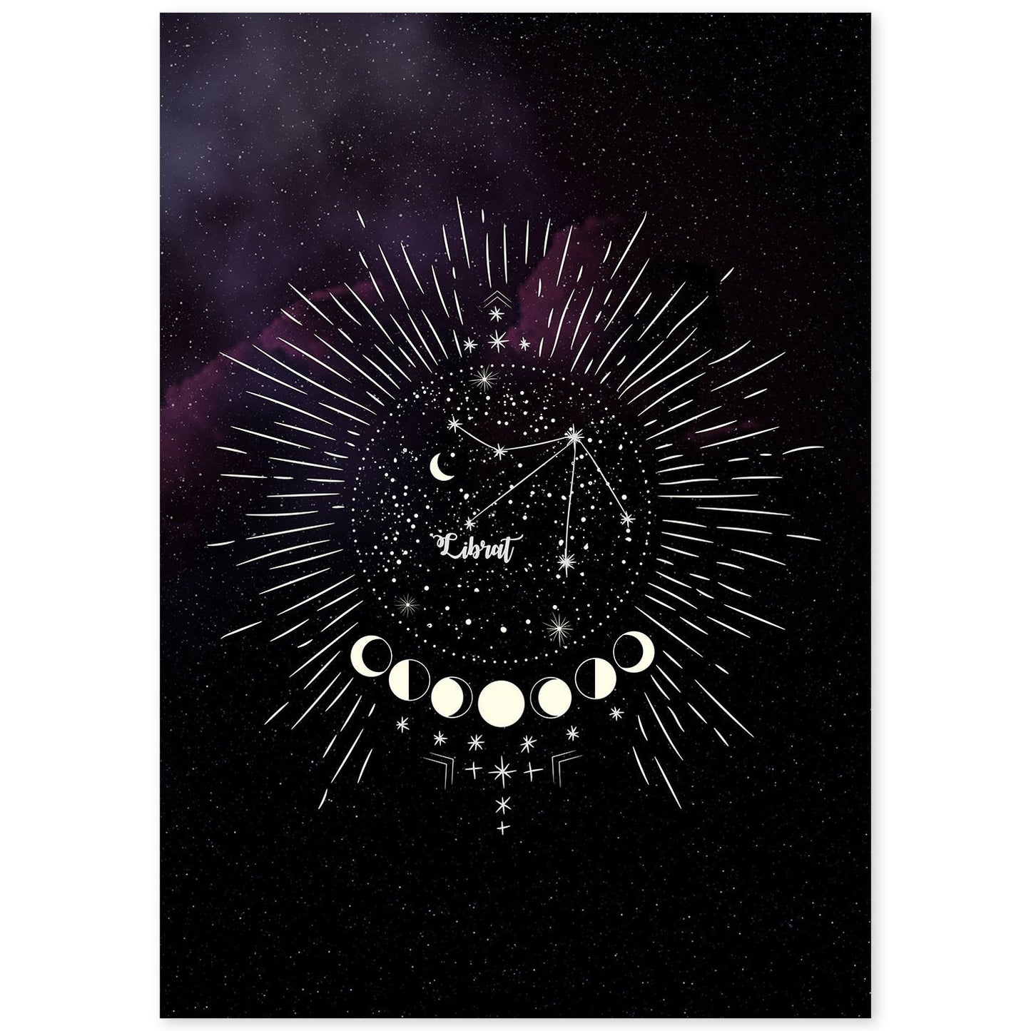 Lamina con la constelación Libra. Poster con símbolo del Zodiaco en y Fondo del Cielo Estrellado-Artwork-Nacnic-A4-Sin marco-Nacnic Estudio SL