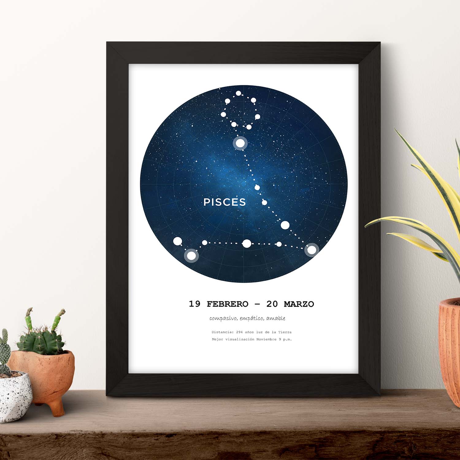 Lamina con la constelación Pisces. Poster con símbolo del zodiaco en y fondo blanco-Artwork-Nacnic-Nacnic Estudio SL