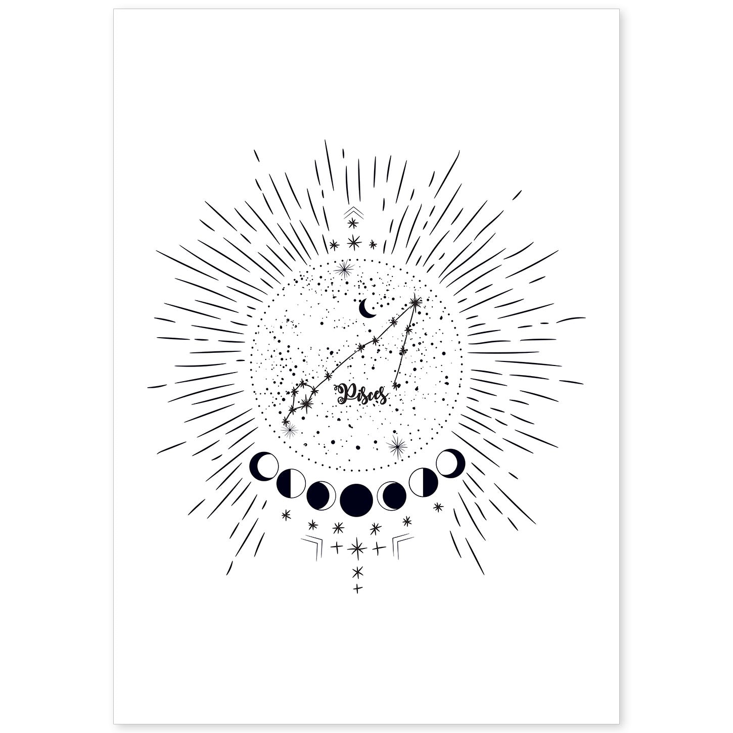 Lamina con la constelación Piscis. Poster con símbolo del zodiaco en y fondo blanco-Artwork-Nacnic-A4-Sin marco-Nacnic Estudio SL