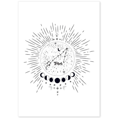 Lamina con la constelación Piscis. Poster con símbolo del zodiaco en y fondo blanco-Artwork-Nacnic-A4-Sin marco-Nacnic Estudio SL