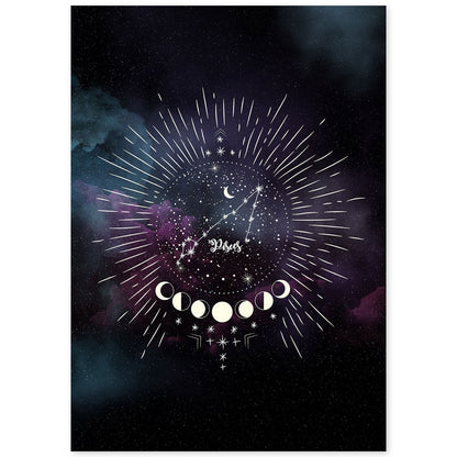 Lamina con la constelación Piscis. Poster con símbolo del Zodiaco en y Fondo del Cielo Estrellado-Artwork-Nacnic-A4-Sin marco-Nacnic Estudio SL