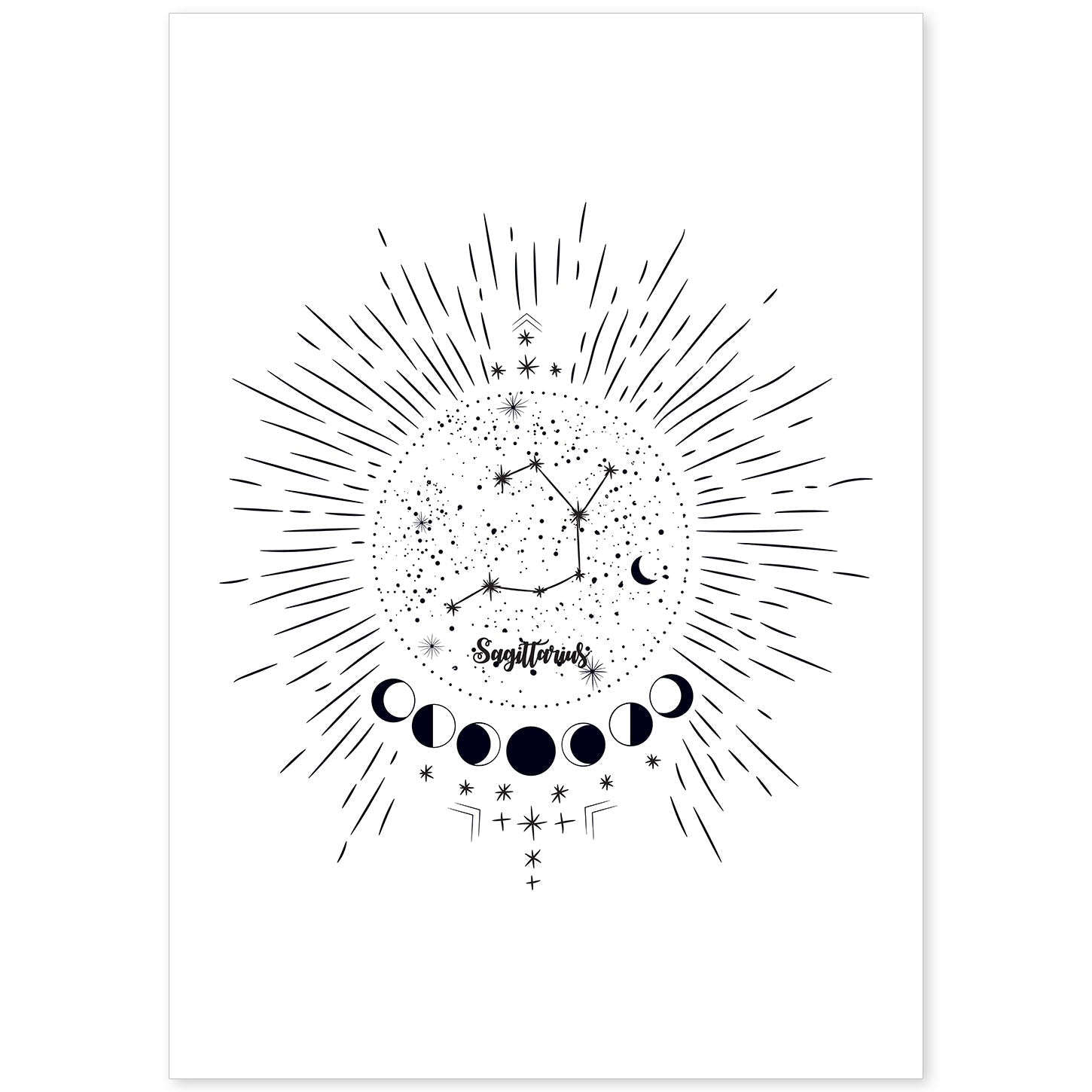 Lamina con la constelación Sagitario. Poster con símbolo del zodiaco en y fondo blanco-Artwork-Nacnic-A4-Sin marco-Nacnic Estudio SL
