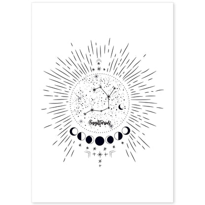 Lamina con la constelación Sagitario. Poster con símbolo del zodiaco en y fondo blanco-Artwork-Nacnic-A4-Sin marco-Nacnic Estudio SL