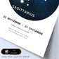 Lamina con la constelación Sagittarius. Poster con símbolo del zodiaco en y fondo blanco-Artwork-Nacnic-Nacnic Estudio SL