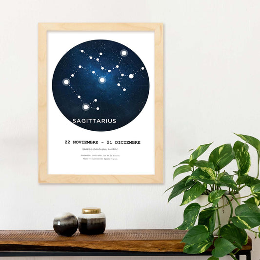 Lamina con la constelación Sagittarius. Poster con símbolo del zodiaco en y fondo blanco-Artwork-Nacnic-Nacnic Estudio SL