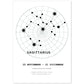Lamina con la constelación Sagittarius. Poster con símbolo del zodiaco en y fondo del cielo estrellado-Artwork-Nacnic-A4-Sin marco-Nacnic Estudio SL