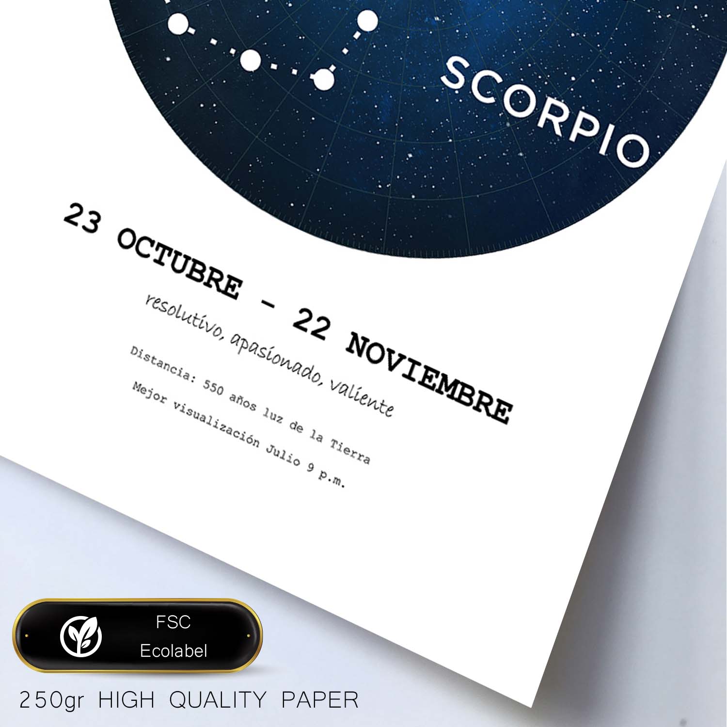 Lamina con la constelación Scorpio. Poster con símbolo del zodiaco en y fondo blanco-Artwork-Nacnic-Nacnic Estudio SL