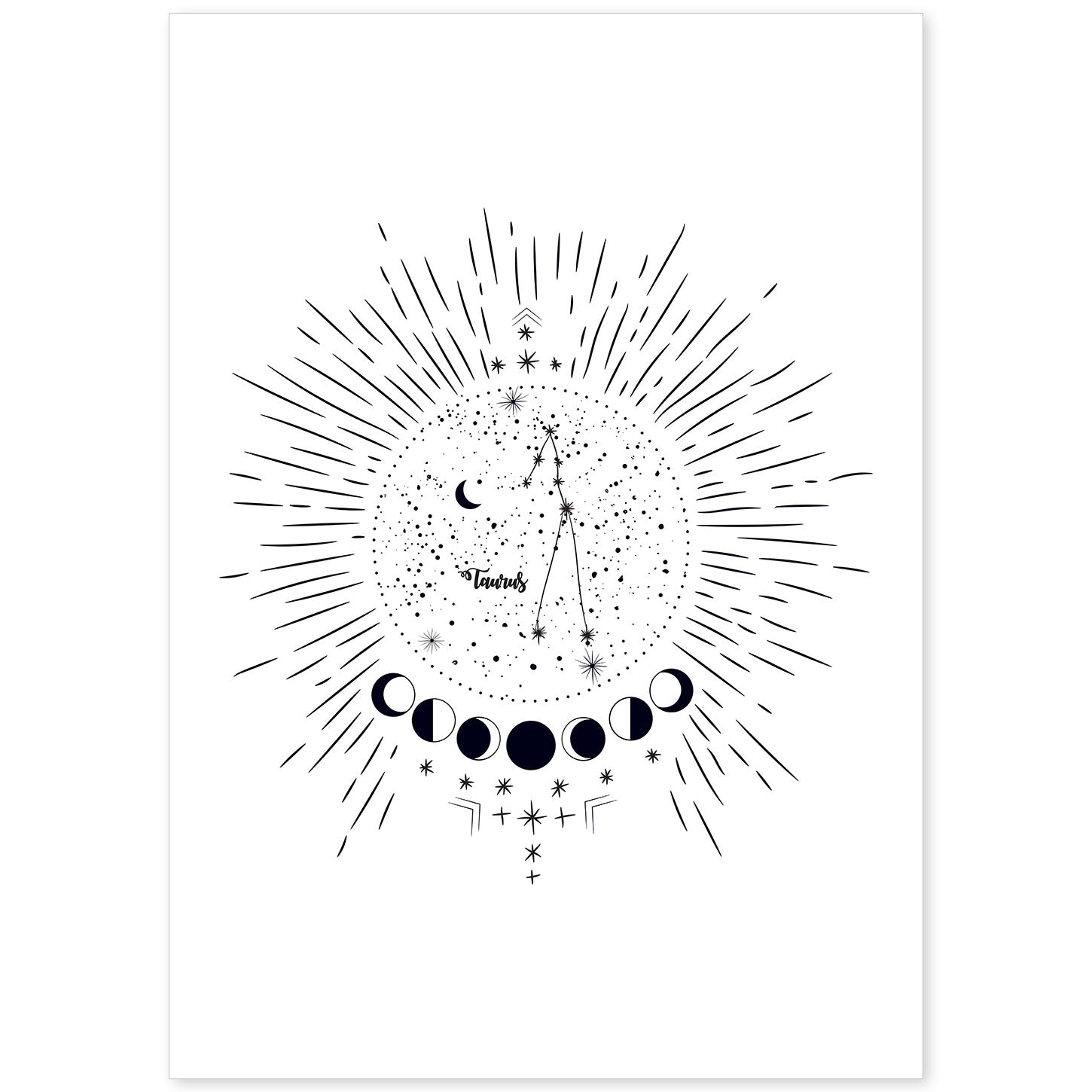 Lamina con la constelación Tauro. Poster con símbolo del zodiaco en y fondo blanco-Artwork-Nacnic-A4-Sin marco-Nacnic Estudio SL