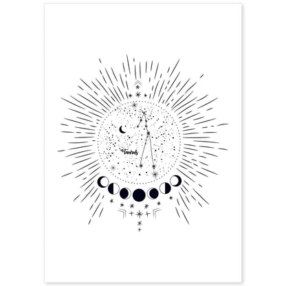 Lamina con la constelación Tauro. Poster con símbolo del zodiaco en y fondo blanco-Artwork-Nacnic-A4-Sin marco-Nacnic Estudio SL