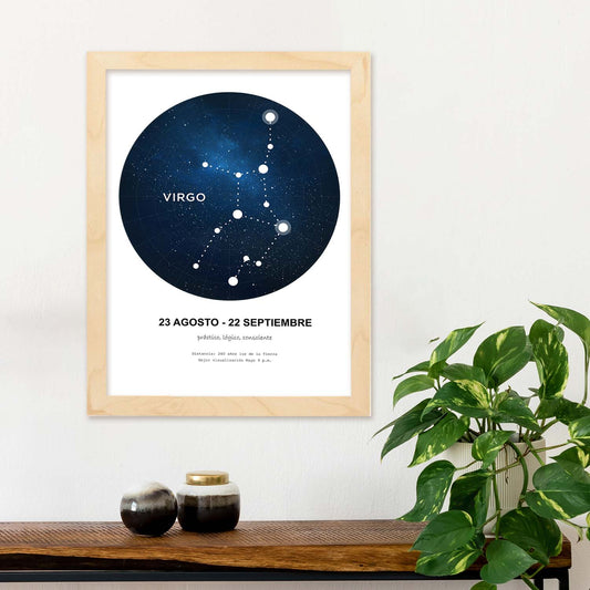 Lamina con la constelación Virgo. Poster con símbolo del zodiaco en y fondo blanco-Artwork-Nacnic-Nacnic Estudio SL