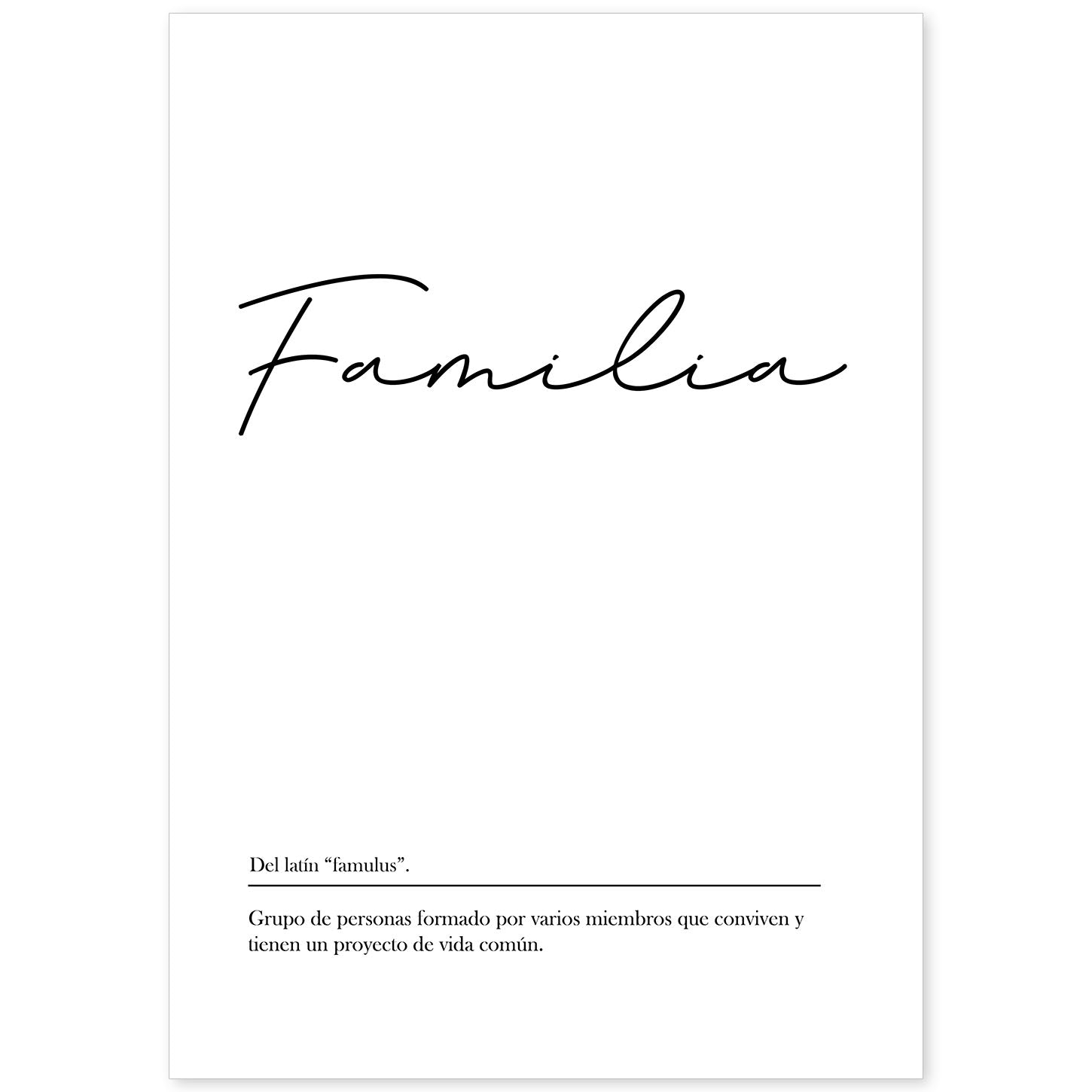 Lámina con la definición de la palabra Familia en con fondo Blanco nórdico-Artwork-Nacnic-A4-Sin marco-Nacnic Estudio SL