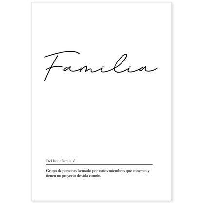 Lámina con la definición de la palabra Familia en con fondo Blanco nórdico-Artwork-Nacnic-A4-Sin marco-Nacnic Estudio SL