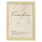 Lámina con la definición de la palabra Familia en con Fondo Vintage-Artwork-Nacnic-A4-Marco Madera clara-Nacnic Estudio SL