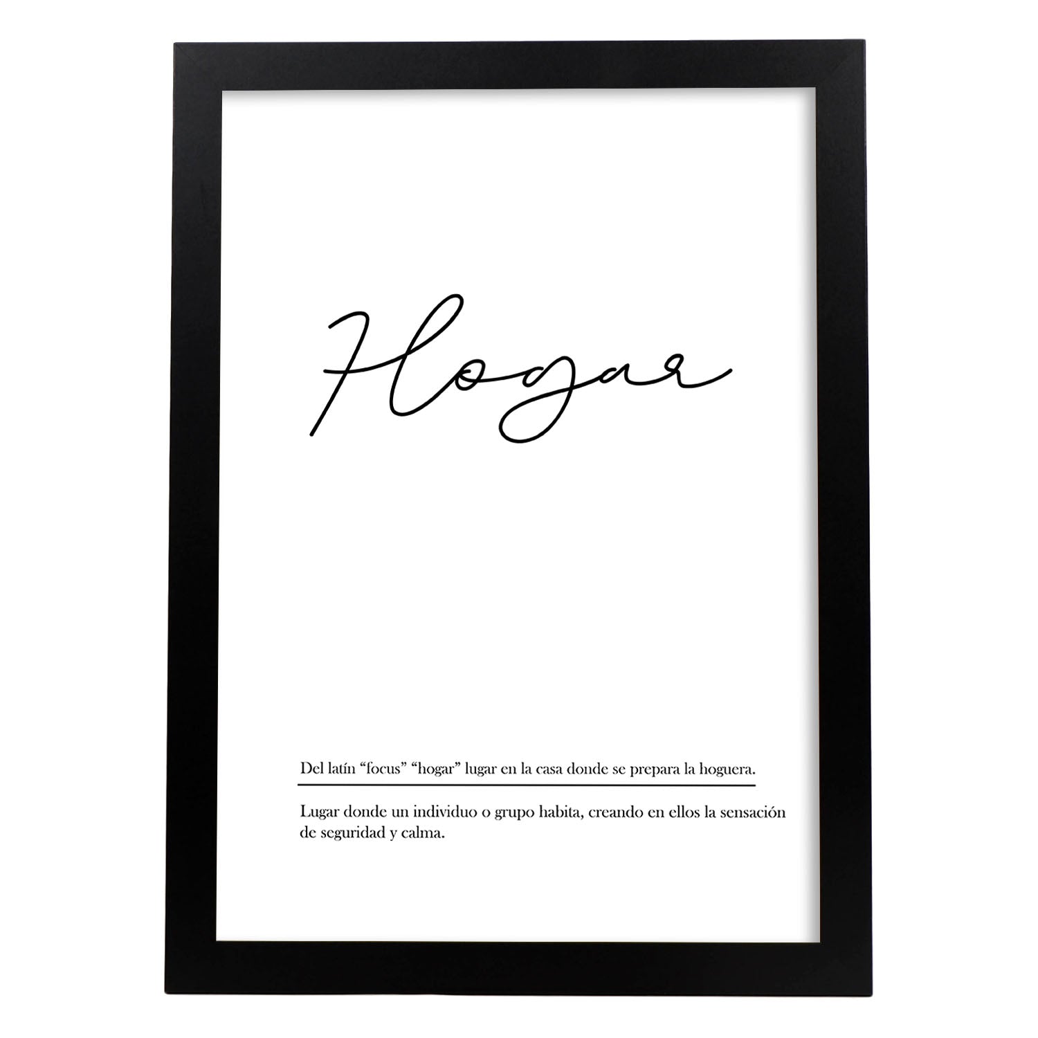 Lámina con la definición de la palabra Hogar en con fondo Blanco nórdico-Artwork-Nacnic-A3-Marco Negro-Nacnic Estudio SL