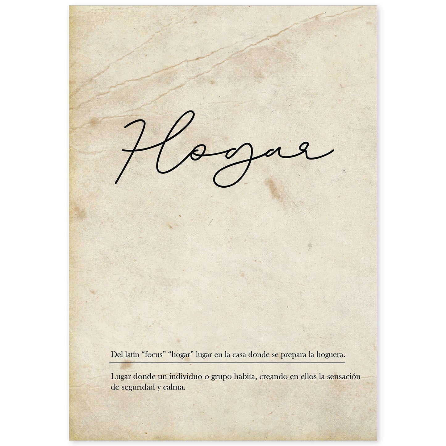 Lámina con la definición de la palabra Hogar en con Fondo Vintage-Artwork-Nacnic-A4-Sin marco-Nacnic Estudio SL