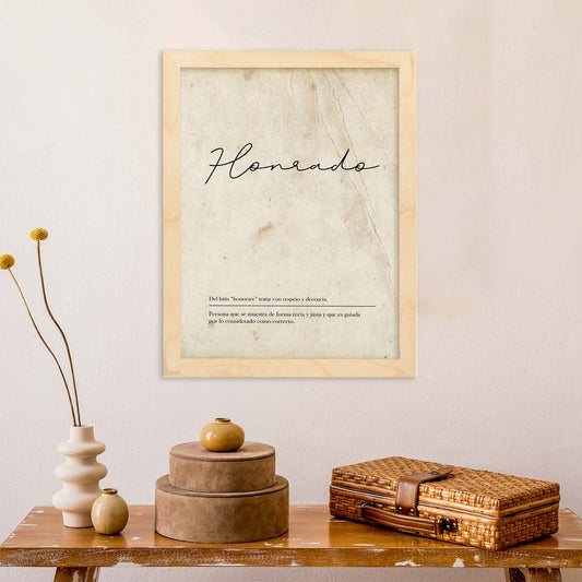 Lámina con la definición de la palabra Honrado en con Fondo Vintage-Artwork-Nacnic-Nacnic Estudio SL