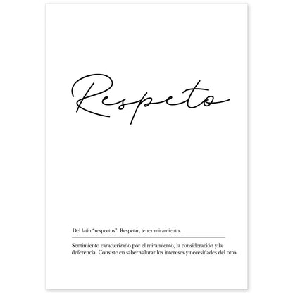 Lámina con la definición de la palabra Respeto en con fondo Blanco nórdico-Artwork-Nacnic-A4-Sin marco-Nacnic Estudio SL