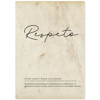 Lámina con la definición de la Palabra Respeto en con Fondo Vintage-Artwork-Nacnic-A4-Sin marco-Nacnic Estudio SL