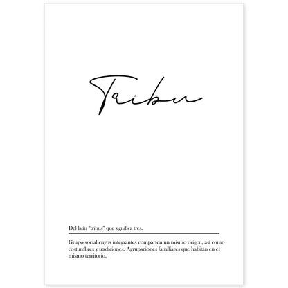 Lámina con la definición de la palabra Tribu en con fondo Blanco nórdico-Artwork-Nacnic-A4-Sin marco-Nacnic Estudio SL