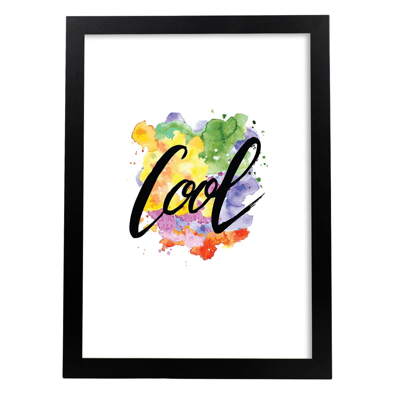 Lámina con mensajes felices coloridos.Poster 'Cool'-Artwork-Nacnic-A3-Marco Negro-Nacnic Estudio SL