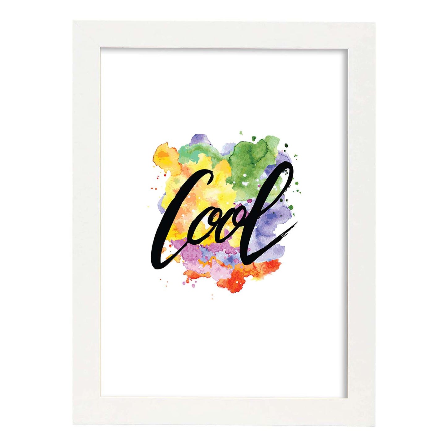 Lámina con mensajes felices coloridos.Poster 'Cool'-Artwork-Nacnic-A4-Marco Blanco-Nacnic Estudio SL
