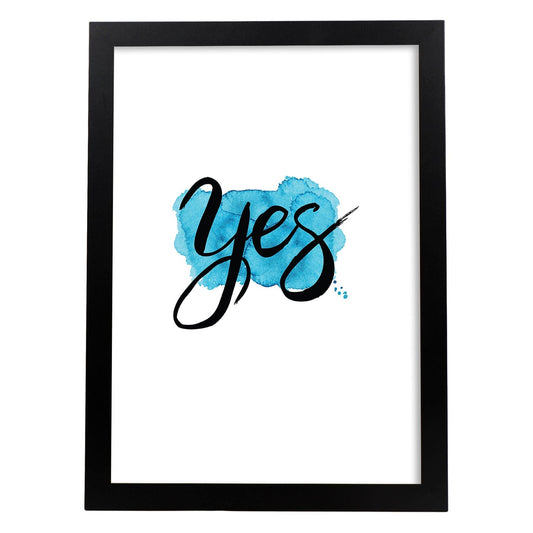 Lámina con mensajes felices coloridos.Poster 'Si'-Artwork-Nacnic-A4-Marco Negro-Nacnic Estudio SL