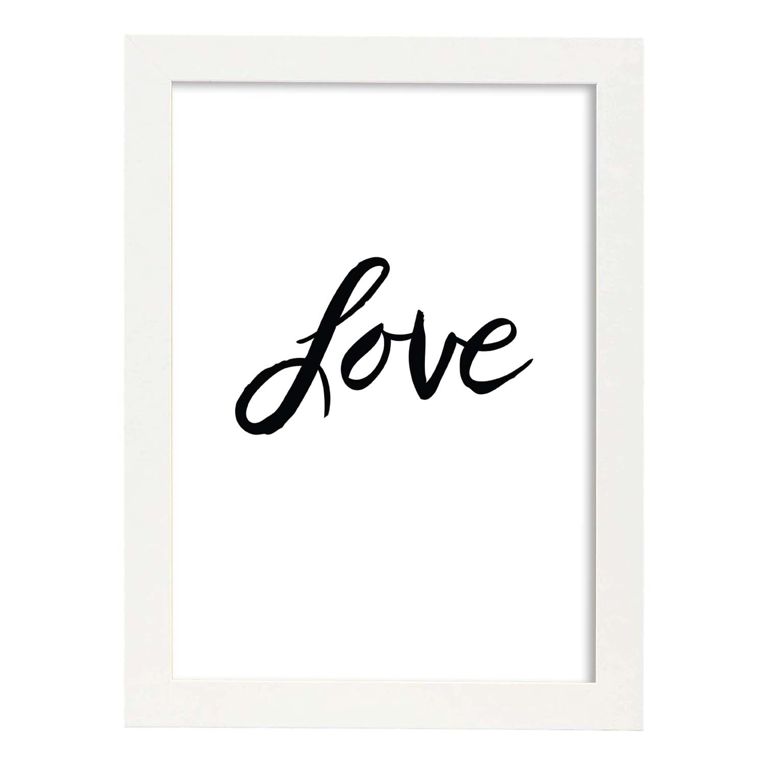 Lámina con mensajes felices en blanco y negro.Poster 'Amor'-Artwork-Nacnic-A4-Marco Blanco-Nacnic Estudio SL