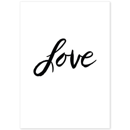 Lámina con mensajes felices en blanco y negro.Poster 'Amor'-Artwork-Nacnic-A4-Sin marco-Nacnic Estudio SL