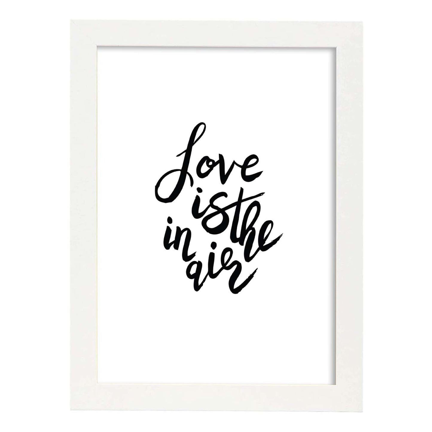 Lámina con mensajes felices en blanco y negro.Poster 'El Amor Esta En El Aire'-Artwork-Nacnic-A3-Marco Blanco-Nacnic Estudio SL