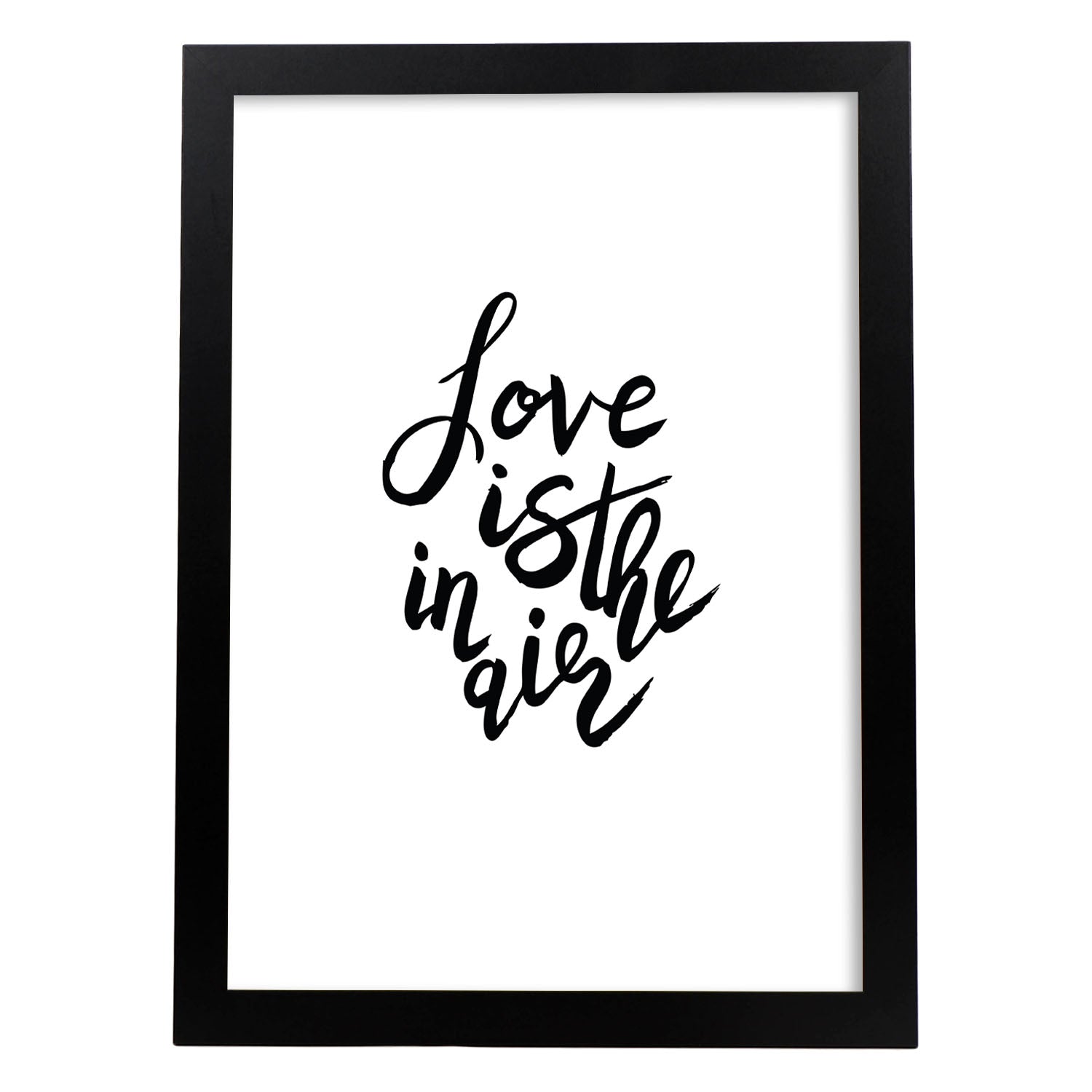 Lámina con mensajes felices en blanco y negro.Poster 'El Amor Esta En El Aire'-Artwork-Nacnic-A3-Marco Negro-Nacnic Estudio SL