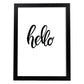 Lámina con mensajes felices en blanco y negro.Poster 'Hola'-Artwork-Nacnic-A4-Marco Negro-Nacnic Estudio SL