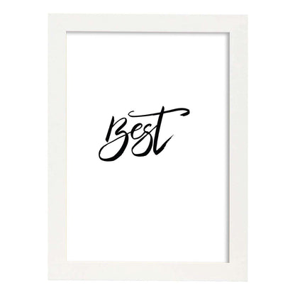 Lámina con mensajes felices en blanco y negro.Poster 'Mejor'-Artwork-Nacnic-A4-Marco Blanco-Nacnic Estudio SL