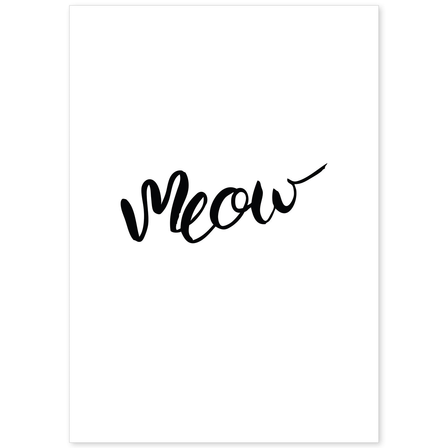Lámina con mensajes felices en blanco y negro.Poster 'Meow'-Artwork-Nacnic-A4-Sin marco-Nacnic Estudio SL