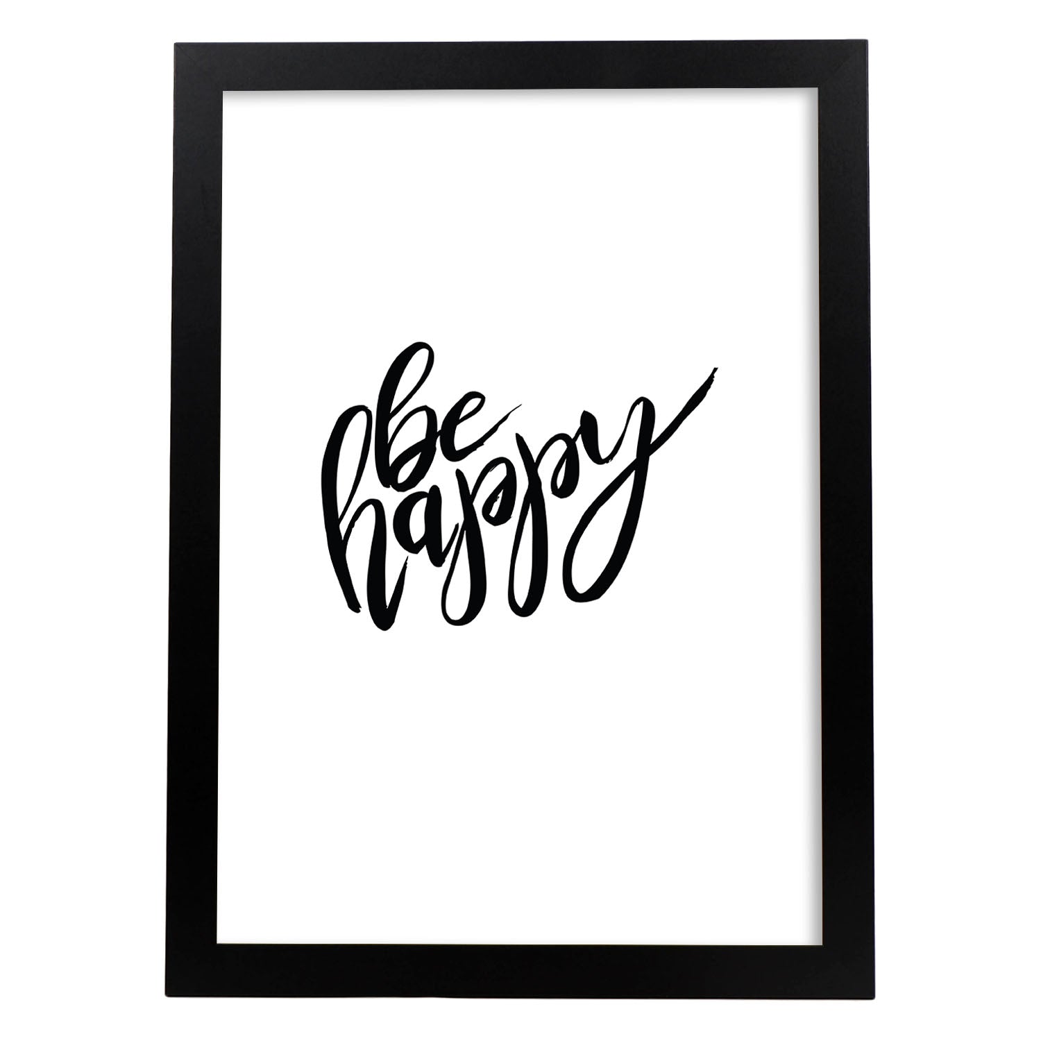 Lámina con mensajes felices en blanco y negro.Poster 'Se Feliz'-Artwork-Nacnic-A3-Marco Negro-Nacnic Estudio SL