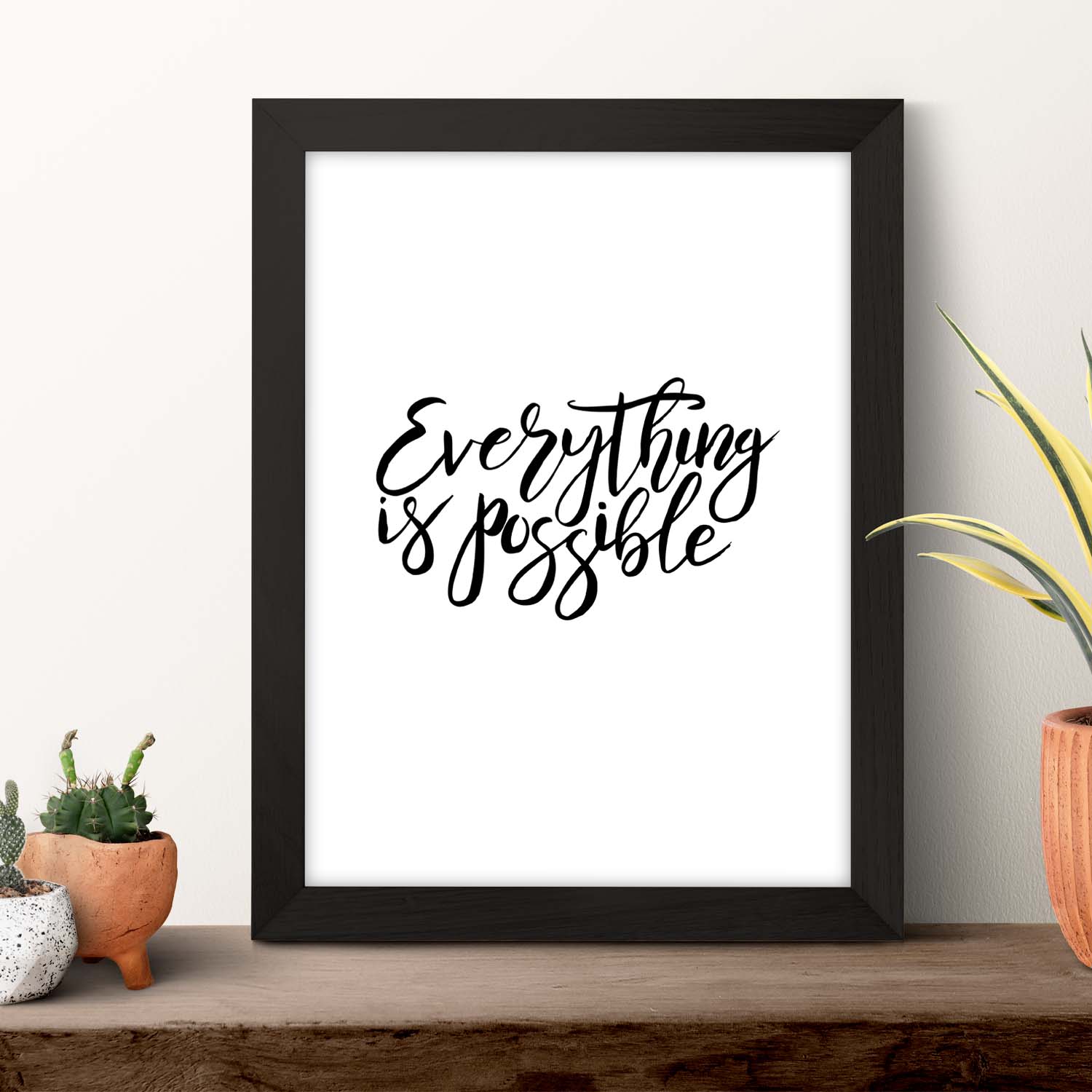 Lámina con mensajes felices en blanco y negro.Poster 'Todo Es Posible'-Artwork-Nacnic-Nacnic Estudio SL