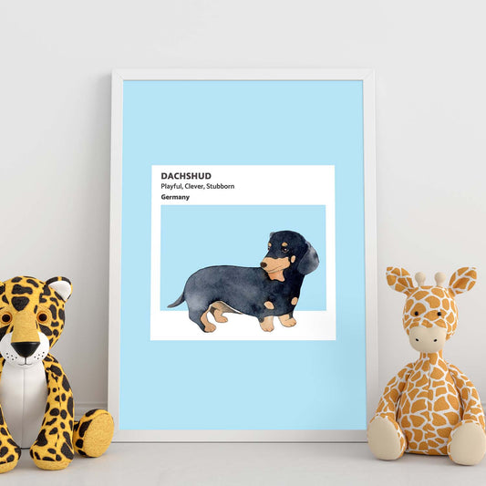 Lámina Dachshund. Pósters con ilustraciones de razas de perro en tonos cálidos y pastel.-Artwork-Nacnic-Nacnic Estudio SL