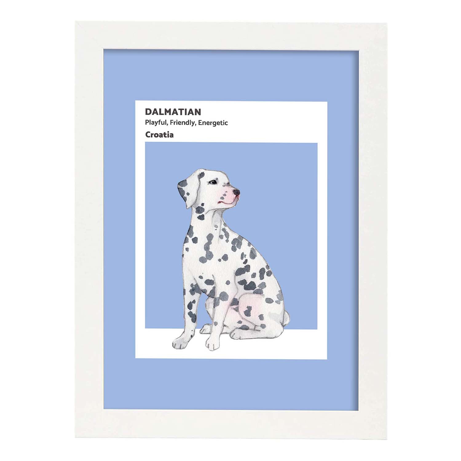 Lámina Dalmatian. Pósters con ilustraciones de razas de perro en tonos cálidos y pastel.-Artwork-Nacnic-A3-Marco Blanco-Nacnic Estudio SL