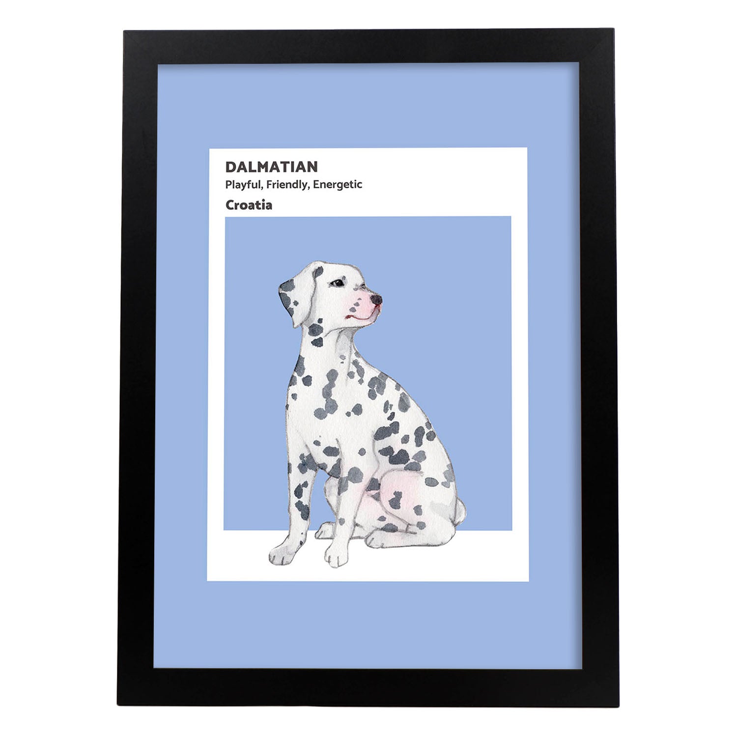 Lámina Dalmatian. Pósters con ilustraciones de razas de perro en tonos cálidos y pastel.-Artwork-Nacnic-A3-Marco Negro-Nacnic Estudio SL