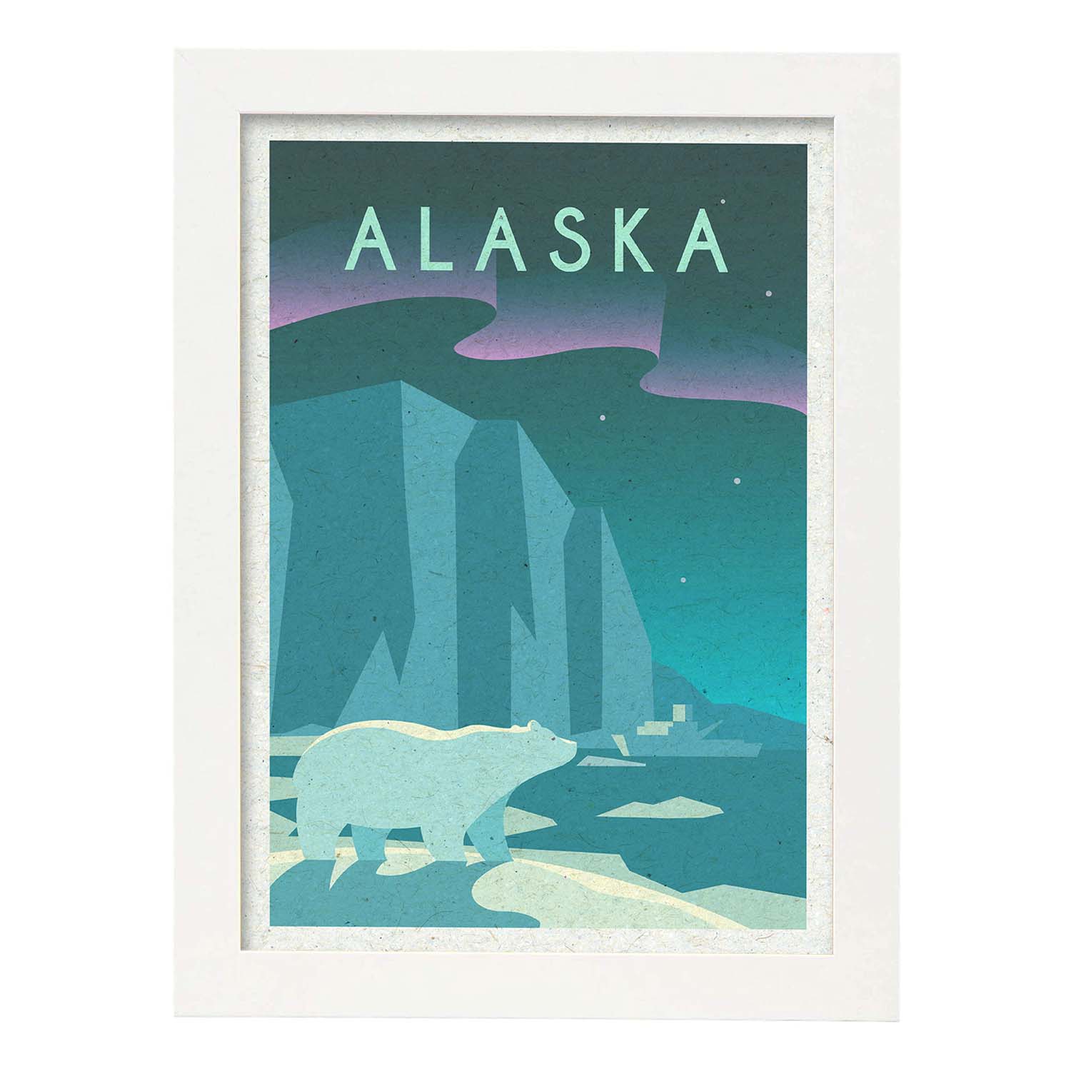 Lámina de Alaska. Estilo vintage. Poster ciudad en colores. Anuncio Estados Unidos-Artwork-Nacnic-A3-Marco Blanco-Nacnic Estudio SL