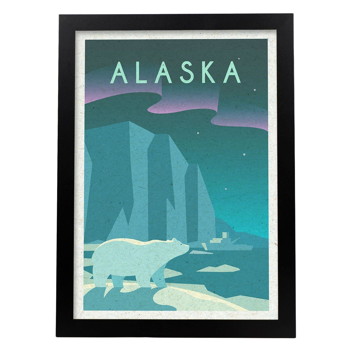 Lámina de Alaska. Estilo vintage. Poster ciudad en colores. Anuncio Estados Unidos-Artwork-Nacnic-A3-Marco Negro-Nacnic Estudio SL