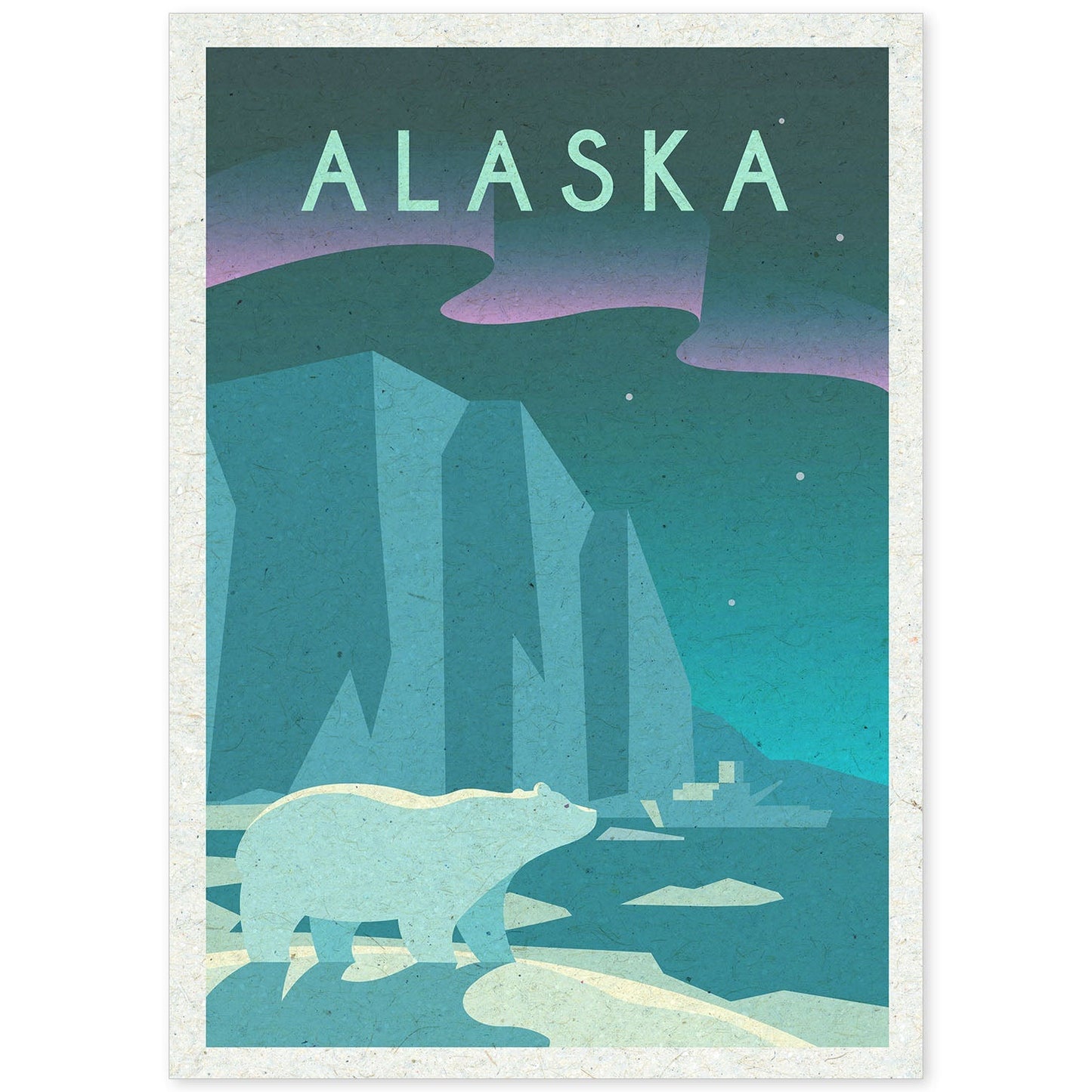 Lámina de Alaska. Estilo vintage. Poster ciudad en colores. Anuncio Estados Unidos-Artwork-Nacnic-A4-Sin marco-Nacnic Estudio SL